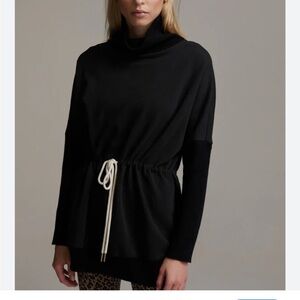 Varley Adelaine drawstring sweatshirt mock neck black XS